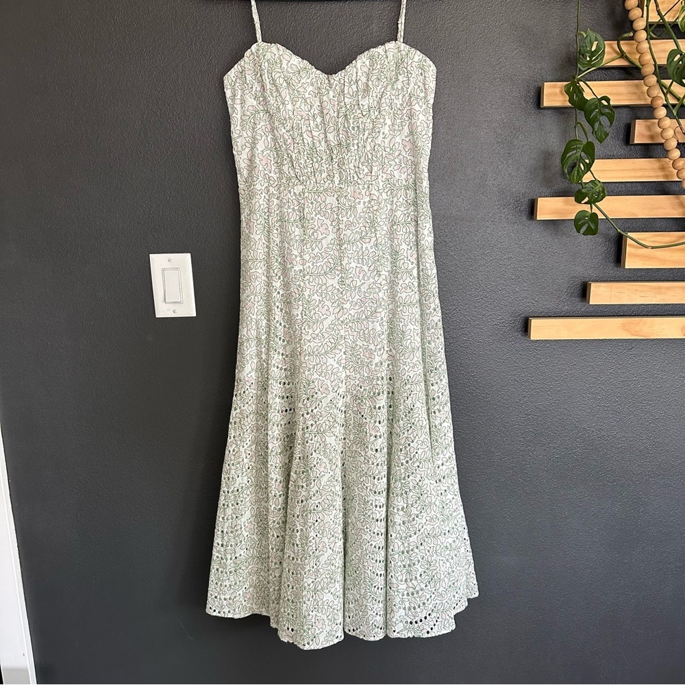 🌿 MISA Los Angeles Floral Eyelet Midi Dress XS-S NWT Cottagecore Romantic 🌿 - Picture 3 of 10